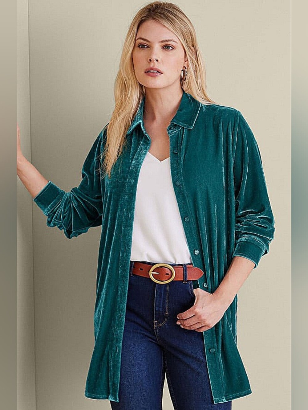Soft Surroundings Velvet Boyfriend Tunic Shirt